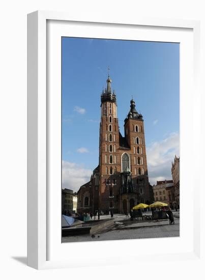 Poland. Krakow. View of the Central Market Square with Saint Mary's Basilica Founded in 1222 by…-null-Framed Giclee Print