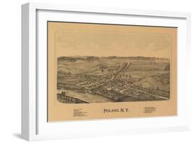 Poland, New York - Panoramic Map-Lantern Press-Framed Art Print