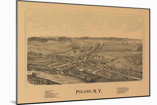 Poland, New York - Panoramic Map-Lantern Press-Mounted Art Print