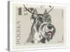 Poland Stamp I on White-Wild Apple Portfolio-Stretched Canvas