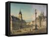 Poland, Warsaw, Castello Square, Sigismond Column in Foreground and on Right Royal Castle-null-Framed Stretched Canvas