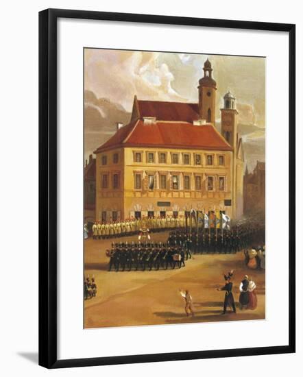 Poland, Warsaw, Troops File Off Streets of Warsaw after Failure of November Uprising of 1830-null-Framed Giclee Print