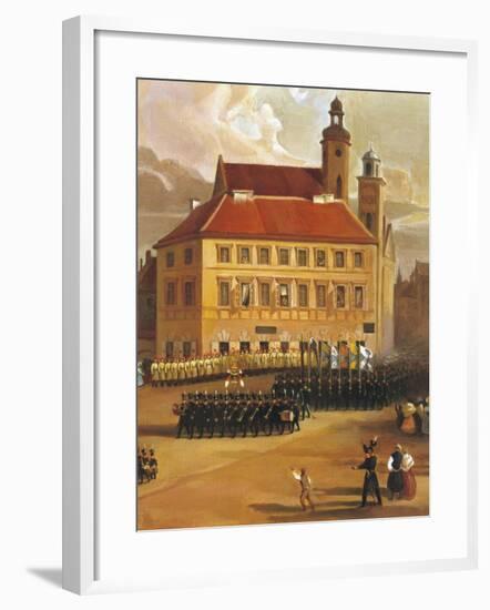 Poland, Warsaw, Troops File Off Streets of Warsaw after Failure of November Uprising of 1830-null-Framed Giclee Print