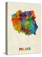 Poland Watercolor Map-Michael Tompsett-Stretched Canvas