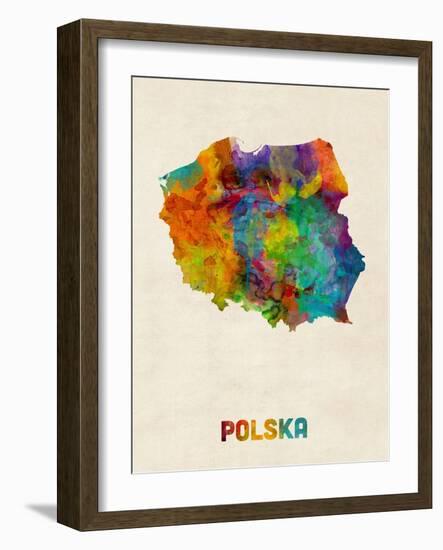 Poland Watercolor Map-Michael Tompsett-Framed Art Print