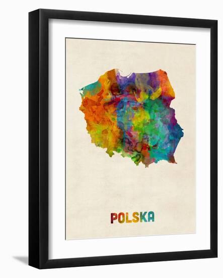 Poland Watercolor Map-Michael Tompsett-Framed Art Print