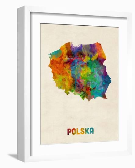 Poland Watercolor Map-Michael Tompsett-Framed Art Print