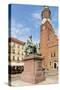 Poland, Wroclaw, Aleksander Fredro Monument on the Rynek, before the Old Town Hall-Roland T. Frank-Stretched Canvas