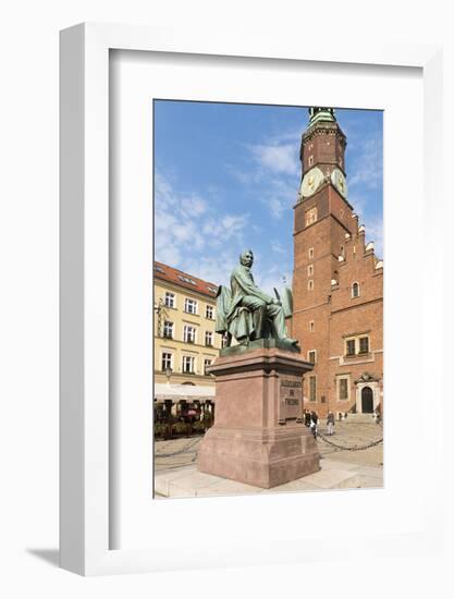 Poland, Wroclaw, Aleksander Fredro Monument on the Rynek, before the Old Town Hall-Roland T. Frank-Framed Photographic Print