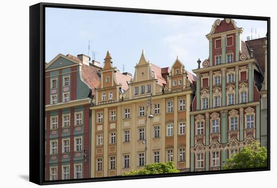 Poland, Wroclaw, Row of Houses at Rynek on the South Side of the Rynek Ring-Roland T. Frank-Framed Stretched Canvas