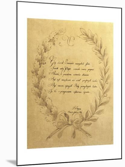 Poland, Zelazowa Wola, Verses Written by Frederic Chopin at 6 Years of Age and Dedicated to Father-null-Mounted Giclee Print