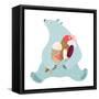 Polar Bear and Ice Cream. White Bear Holds Ice Cream. Vector Illustration Eps8.-Popmarleo-Framed Stretched Canvas