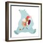 Polar Bear and Ice Cream. White Bear Holds Ice Cream. Vector Illustration Eps8.-Popmarleo-Framed Art Print