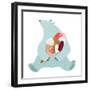 Polar Bear and Ice Cream. White Bear Holds Ice Cream. Vector Illustration Eps8.-Popmarleo-Framed Art Print