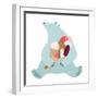 Polar Bear and Ice Cream. White Bear Holds Ice Cream. Vector Illustration Eps8.-Popmarleo-Framed Art Print