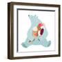 Polar Bear and Ice Cream. White Bear Holds Ice Cream. Vector Illustration Eps8.-Popmarleo-Framed Art Print