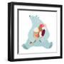 Polar Bear and Ice Cream. White Bear Holds Ice Cream. Vector Illustration Eps8.-Popmarleo-Framed Art Print