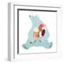 Polar Bear and Ice Cream. White Bear Holds Ice Cream. Vector Illustration Eps8.-Popmarleo-Framed Art Print