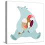 Polar Bear and Ice Cream. White Bear Holds Ice Cream. Vector Illustration Eps8.-Popmarleo-Stretched Canvas