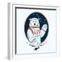 Polar Bear Astronaut in Outer Space-Olga_Angelloz-Framed Art Print