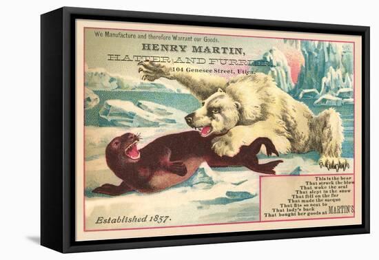 Polar Bear Attacking Seal-null-Framed Stretched Canvas