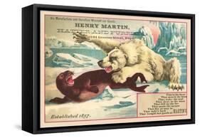 Polar Bear Attacking Seal-null-Framed Stretched Canvas