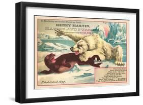 Polar Bear Attacking Seal-null-Framed Art Print
