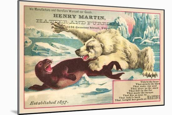 Polar Bear Attacking Seal-null-Mounted Art Print