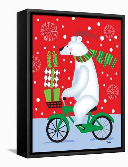Polar Bear & Bicicle-Teresa Woo-Framed Stretched Canvas