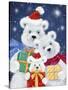 Polar Bear family with Presents-MAKIKO-Stretched Canvas