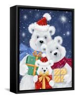 Polar Bear family with Presents-MAKIKO-Framed Stretched Canvas