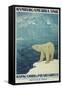 Polar Bear, Fjord Cruise Travel Poster-Found Image Press-Framed Stretched Canvas