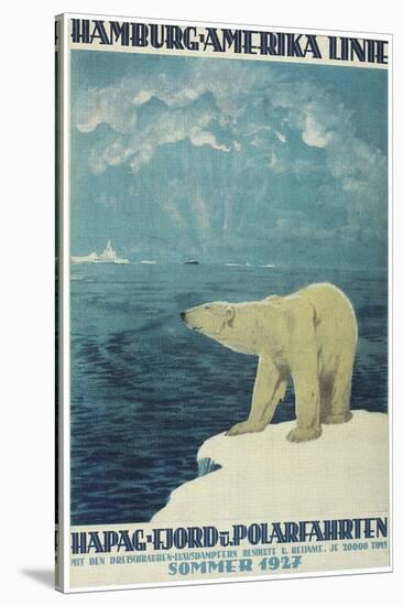 Polar Bear, Fjord Cruise Travel Poster-Found Image Press-Stretched Canvas