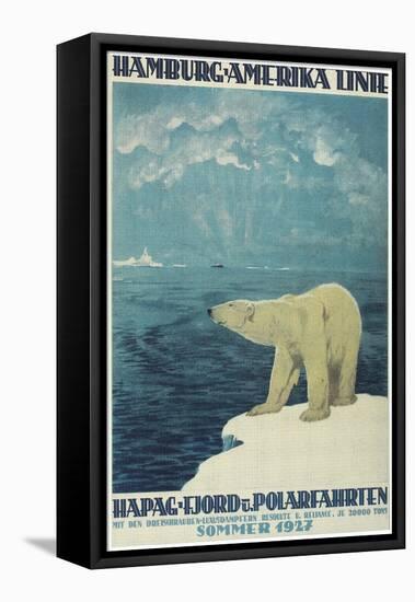 Polar Bear, Fjord Cruise Travel Poster-Found Image Press-Framed Stretched Canvas