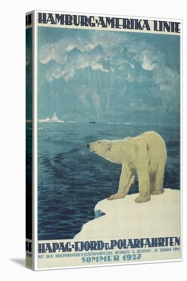 Polar Bear, Fjord Cruise Travel Poster-Found Image Press-Stretched Canvas
