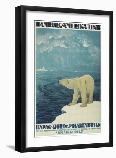 Polar Bear, Fjord Cruise Travel Poster-Found Image Press-Framed Giclee Print