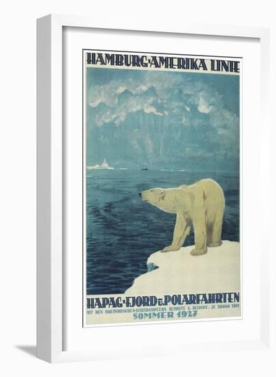 Polar Bear, Fjord Cruise Travel Poster-Found Image Press-Framed Giclee Print