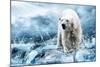 Polar Bear Hunting in a River-null-Mounted Premium Giclee Print
