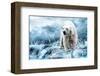 Polar Bear Hunting in a River-null-Framed Art Print