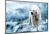 Polar Bear Hunting in a River-null-Mounted Art Print