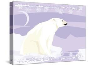 Polar Bear in a Decorative Illustration-Artistan-Stretched Canvas