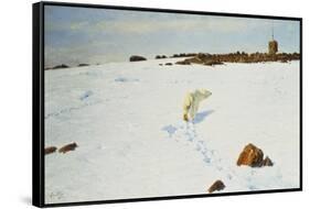 Polar Bear in an Arctic Landscape, 1899-Richard Friese-Framed Stretched Canvas