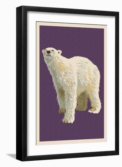 Polar Bear - Letterpress-Lantern Press-Framed Art Print