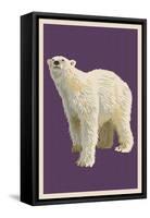 Polar Bear - Letterpress-Lantern Press-Framed Stretched Canvas