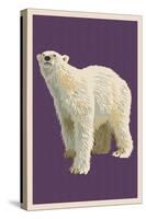 Polar Bear - Letterpress-Lantern Press-Stretched Canvas