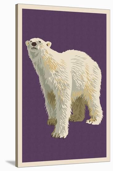 Polar Bear - Letterpress-Lantern Press-Stretched Canvas