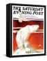 "Polar Bear on Iceberg," Saturday Evening Post Cover, January 14, 1933-Jack Murray-Framed Stretched Canvas