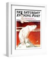 "Polar Bear on Iceberg," Saturday Evening Post Cover, January 14, 1933-Jack Murray-Framed Giclee Print