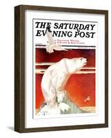 "Polar Bear on Iceberg," Saturday Evening Post Cover, January 14, 1933-Jack Murray-Framed Giclee Print