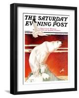 "Polar Bear on Iceberg," Saturday Evening Post Cover, January 14, 1933-Jack Murray-Framed Giclee Print